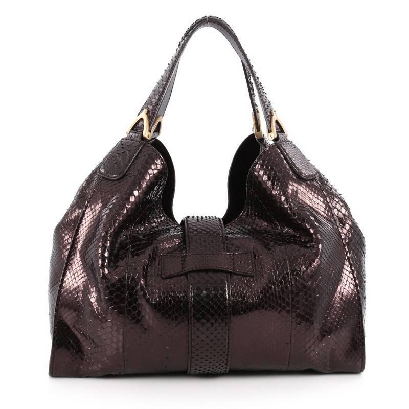 Gucci Soft Stirrup Tote Python Medium In Good Condition In NY, NY