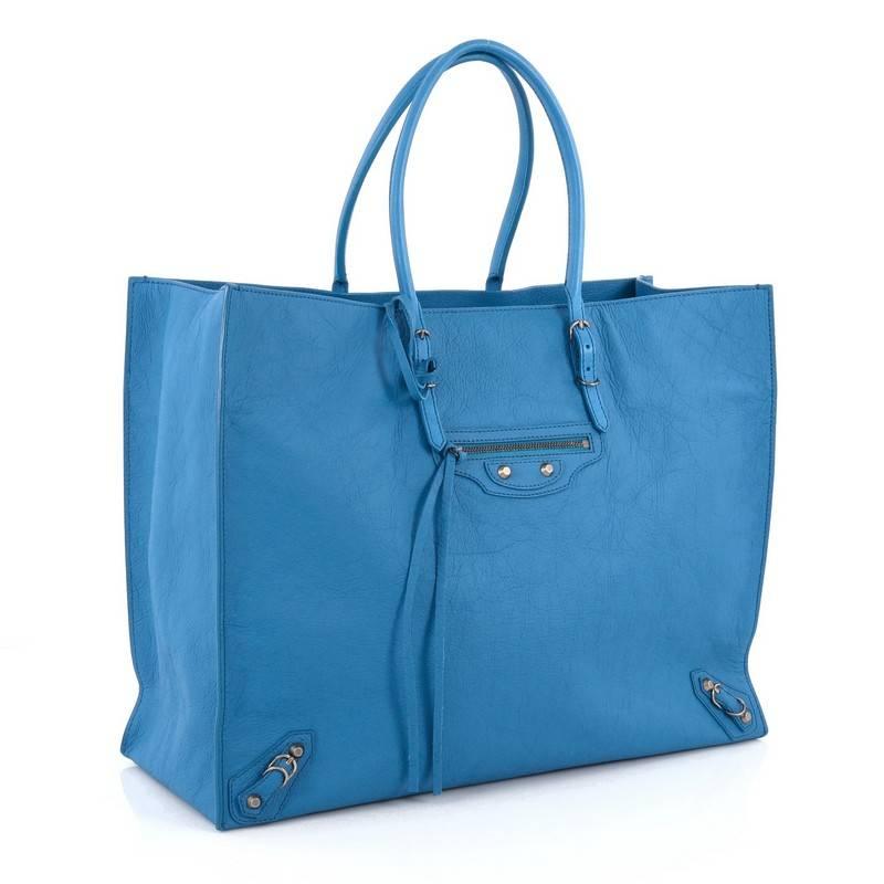 Blue  Balenciaga Papier A4 Classic Studs Handbag Leather Medium
