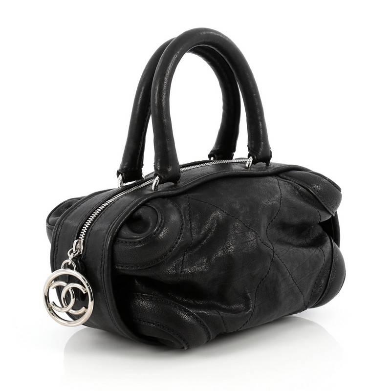 Black Chanel Coco Bowling Bag Leather Small