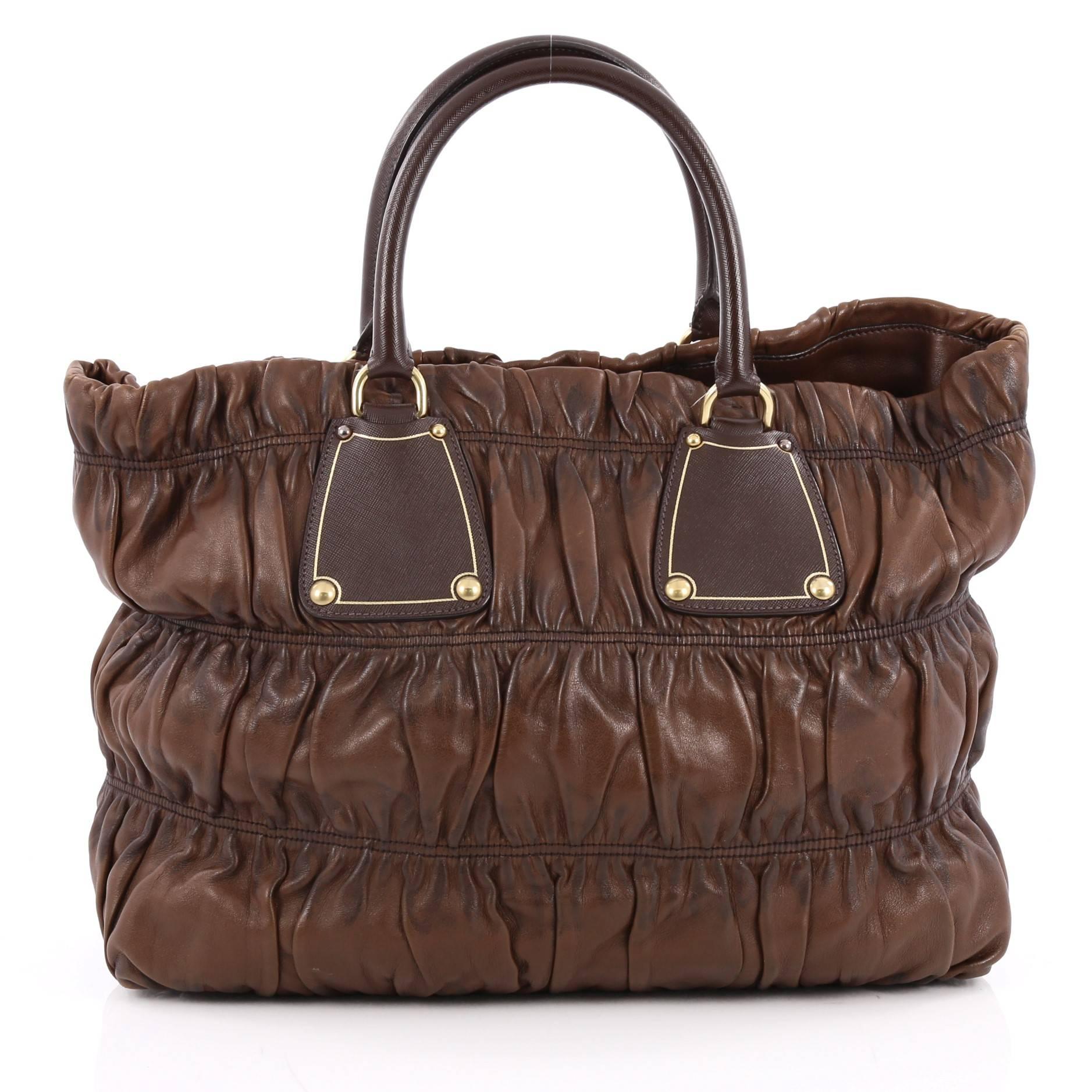 Prada Gaufre Tote Nappa Leather Large In Good Condition In NY, NY