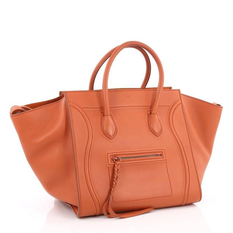 Orange Celine Phantom Handbag Grainy Leather Large