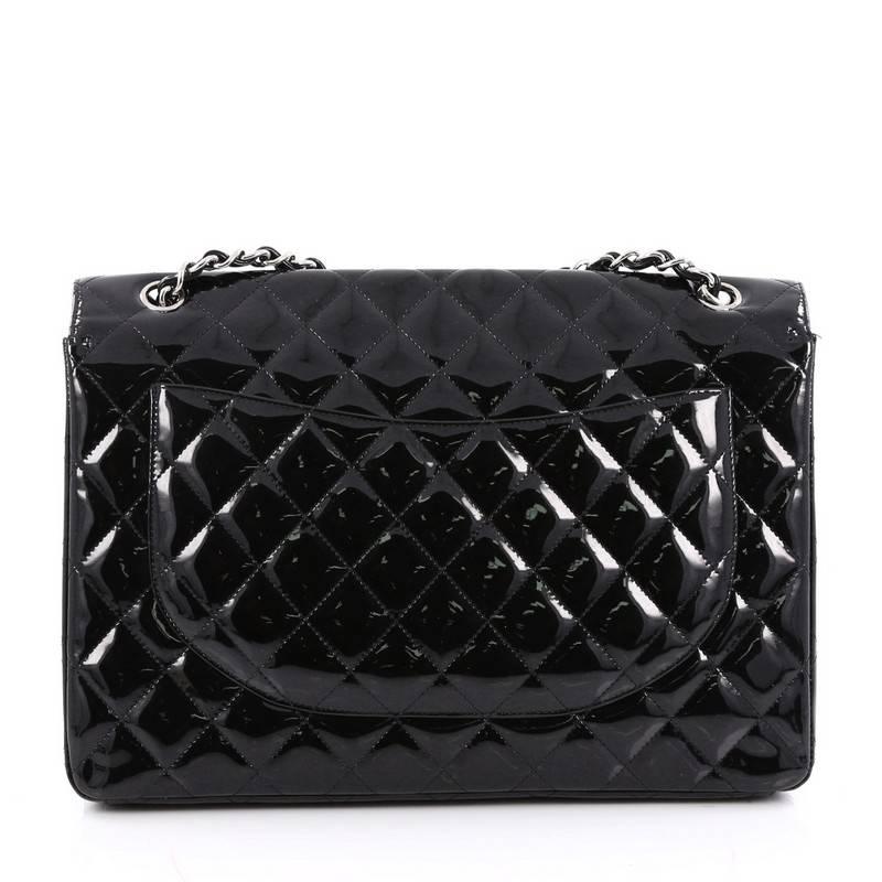 Chanel Classic Single Flap Bag Quilted Patent Maxi In Good Condition In NY, NY