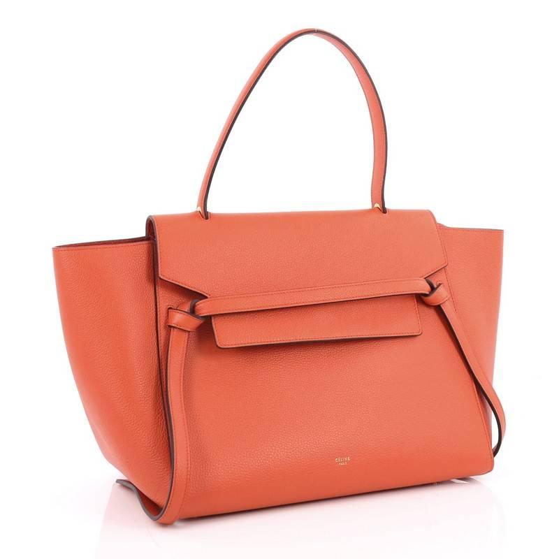 Orange Celine Belt Bag Grainy Leather Small