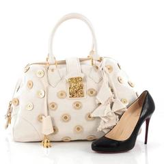 Louis Vuitton Polka Dot Panama Bowly Handbag Embellished Canvas