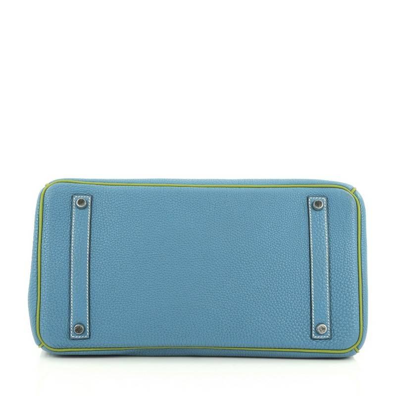 Hermes Birkin Handbag Blue Jean and Vert Anis Togo with Palladium Hardware 35 1