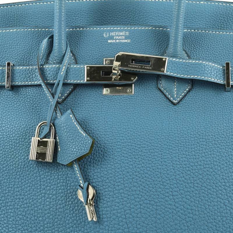 Hermes Birkin Handbag Blue Jean and Vert Anis Togo with Palladium Hardware 35 3