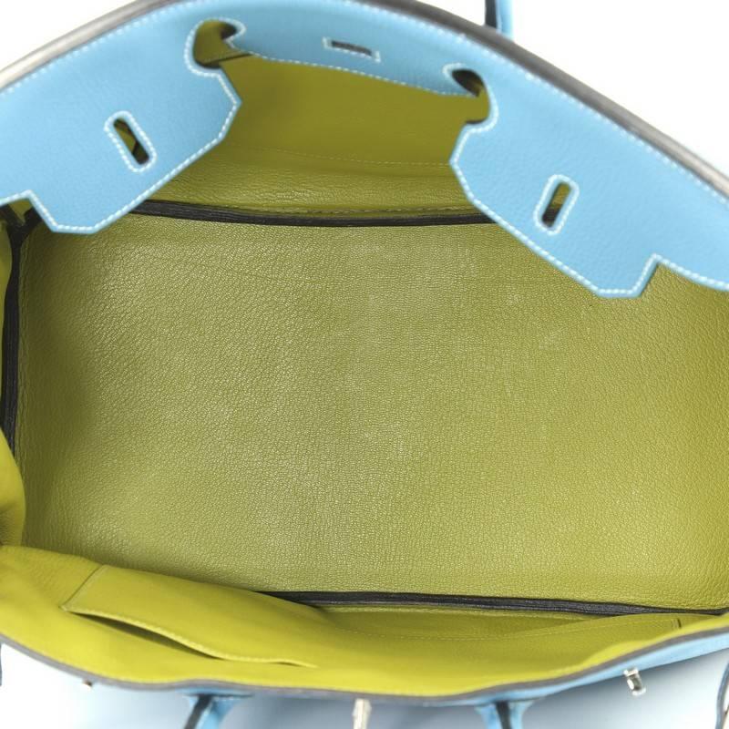 Hermes Birkin Handbag Blue Jean and Vert Anis Togo with Palladium Hardware 35 2