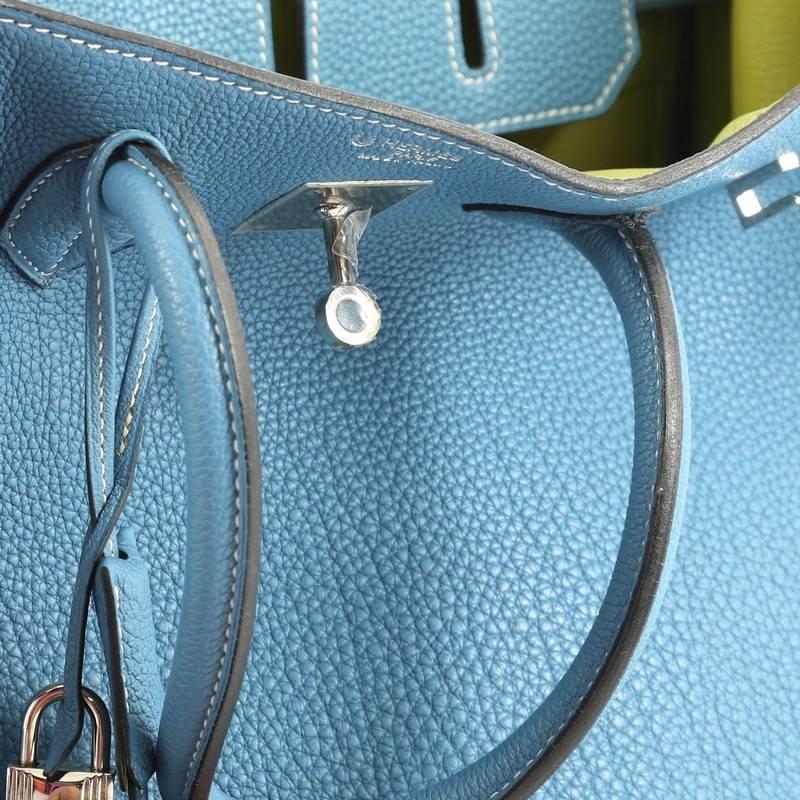 Hermes Birkin Handbag Blue Jean and Vert Anis Togo with Palladium Hardware 35 4