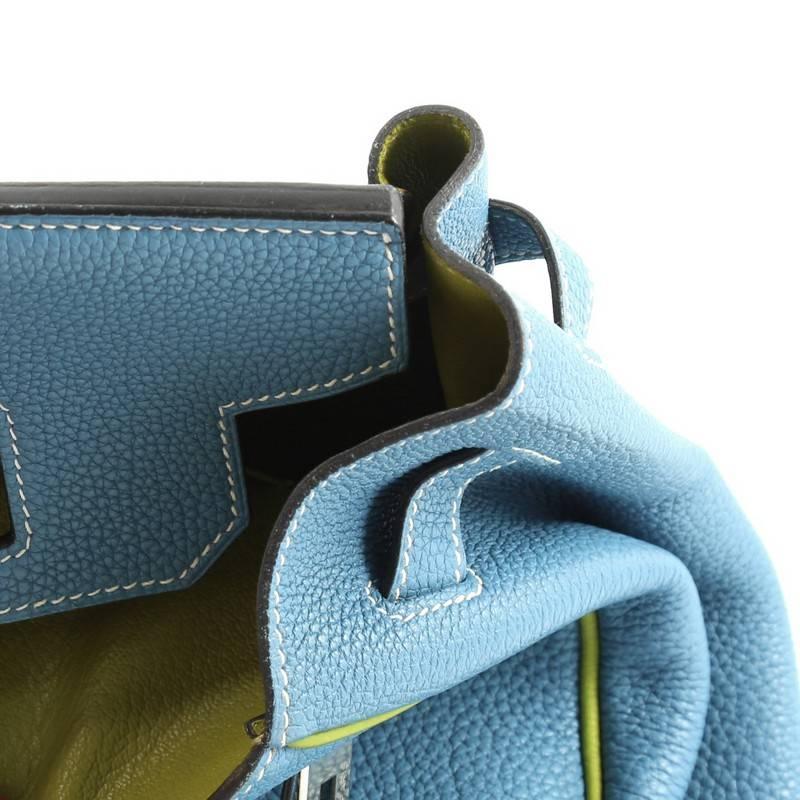 Hermes Birkin Handbag Blue Jean and Vert Anis Togo with Palladium Hardware 35 5