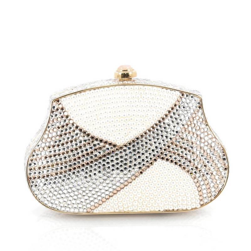 Judith Leiber Minaudiere Crystal and Pearl Small In Good Condition In NY, NY