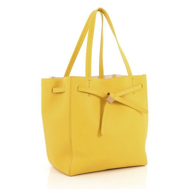 Yellow Celine Phantom Tie Cabas Tote Leather Small