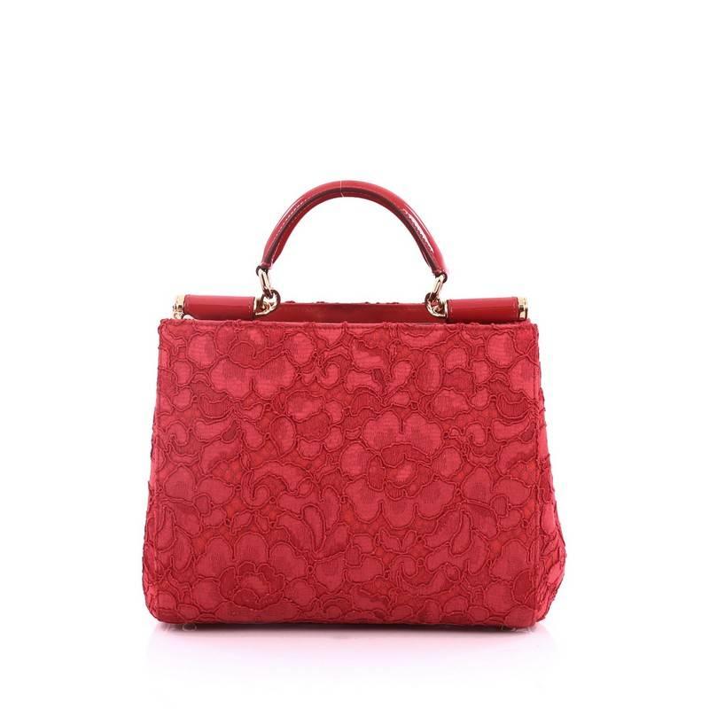 Dolce & Gabbana Sicily Convertible Shopping Tote Floral Lace Medium In Good Condition In NY, NY