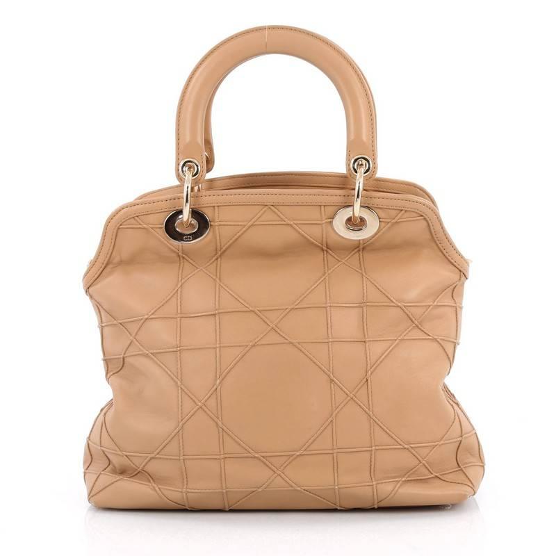 Christian Dior Granville Satchel Cannage Quilt Leather In Good Condition In NY, NY