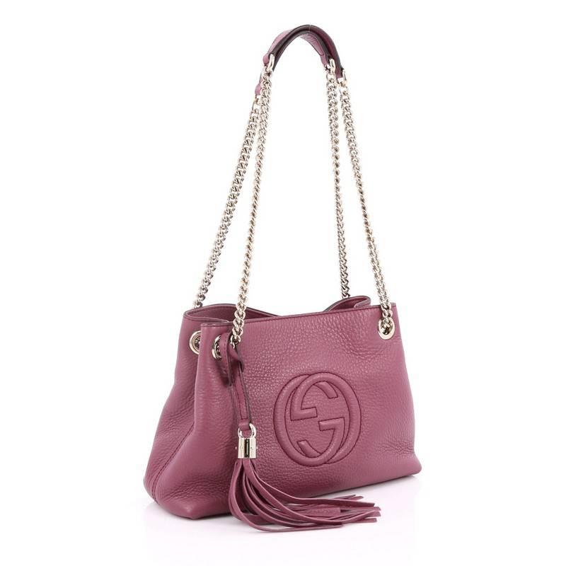 Pink Gucci Soho Shoulder Bag Chain Strap Leather Mini