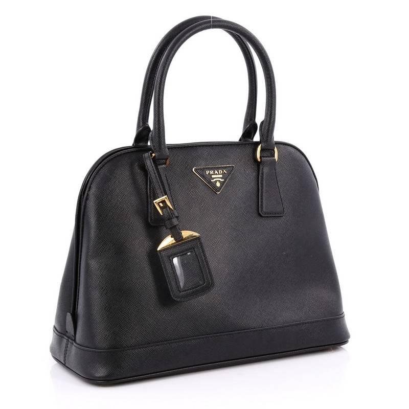 Black Prada Open Promenade Handbag Saffiano Leather Medium