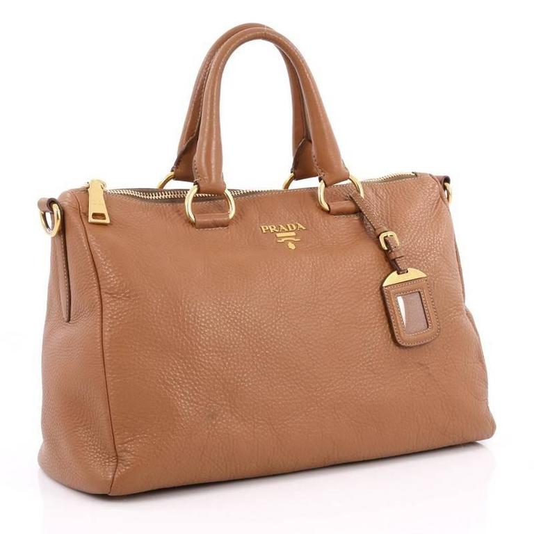 Prada Convertible Boston Bag Vitello Daino Medium At 1stdibs Brown Prada Convertible Boston Bag Vitello Daino Medium For