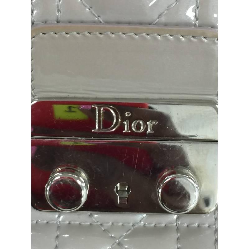 Gray Christian Dior New Lock Pouch Cannage Quilt Patent Mini
