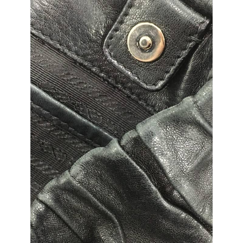 Black Prada Gaufre Side Pocket Hobo Nappa Leather Large