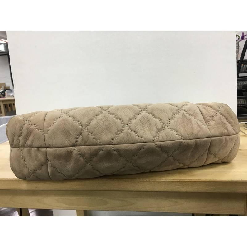 Chanel Double Stitch Hampton Shoulder Bag Quilted Nubuck Large In Fair Condition In NY, NY