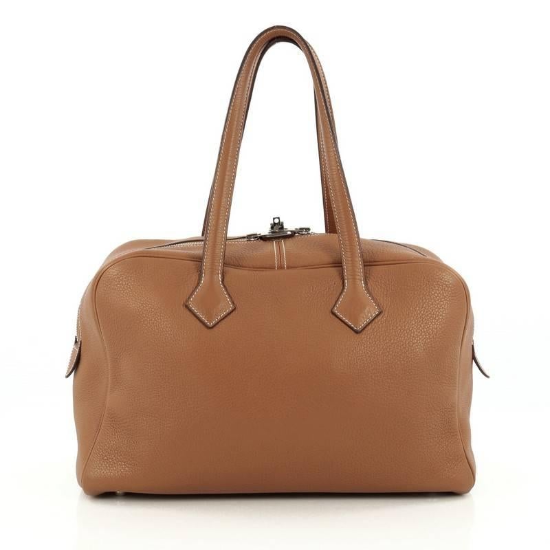 Hermes Victoria II Handbag Clemence 35 In Good Condition In NY, NY