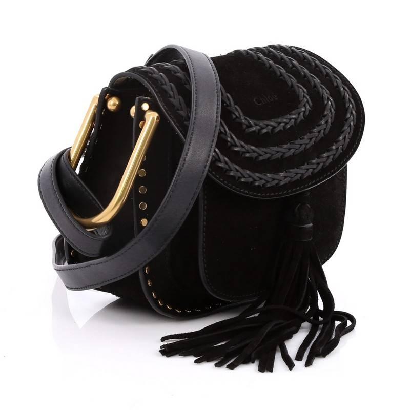 Black Chloe Hudson Handbag Whipstitch Suede Mini