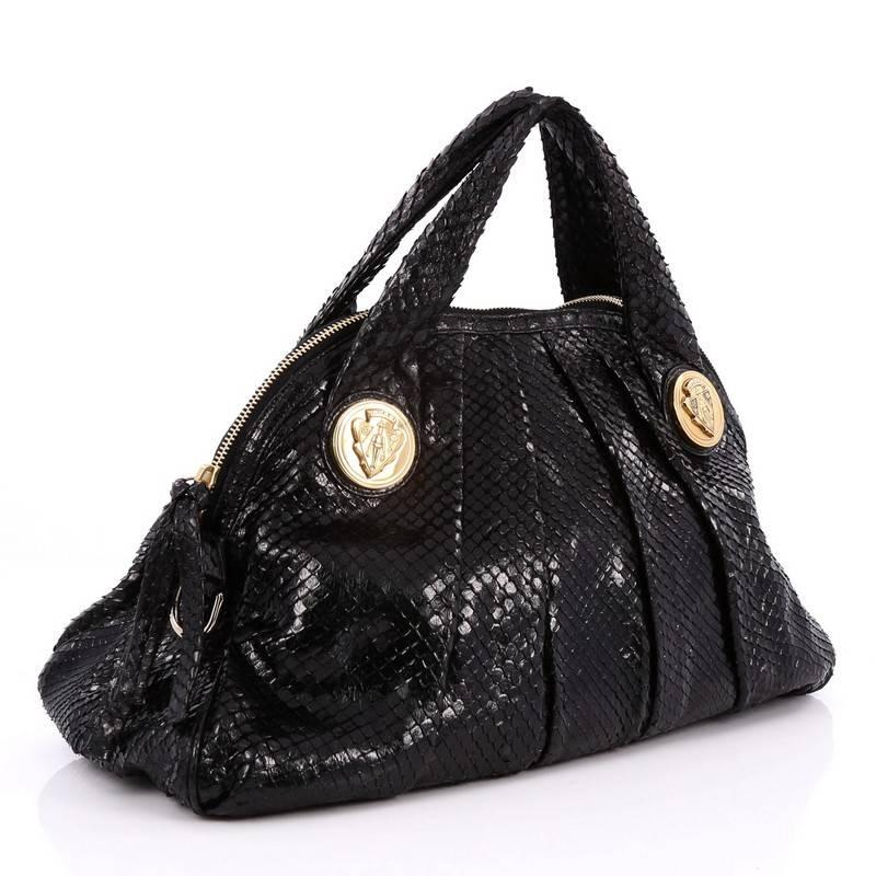 Black Gucci Hysteria Dome Satchel Snakeskin Large