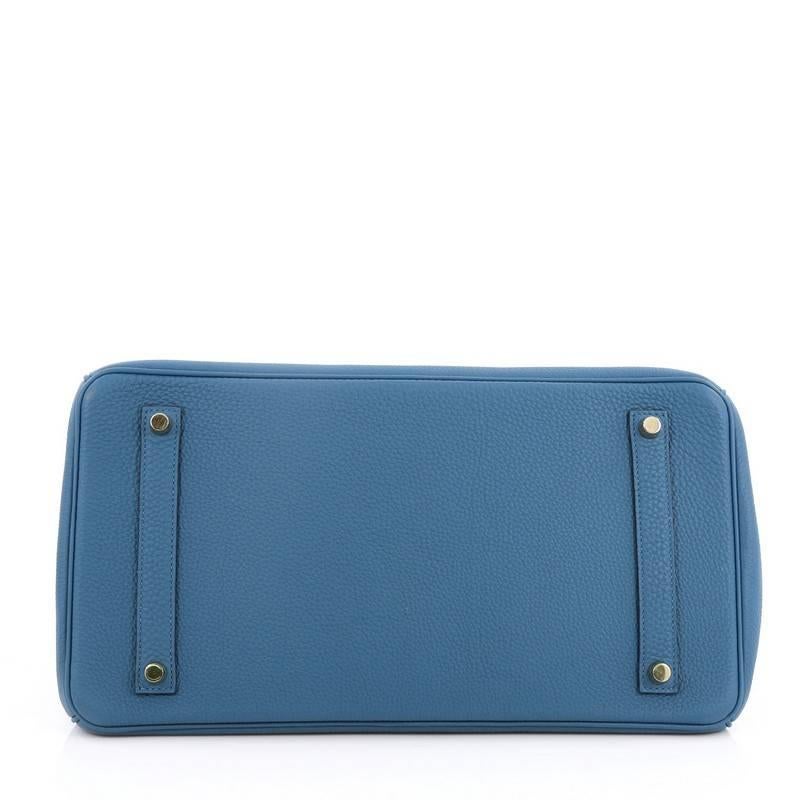 Hermes Birkin Handbag Bleu Colvert Togo With Gold Hardware 35 In Good Condition In NY, NY