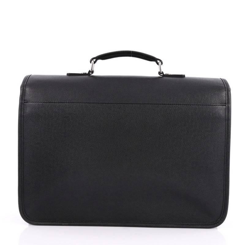 Black Louis Vuitton Anton Briefcase Taiga Leather