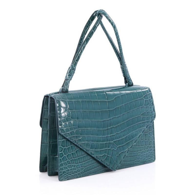 Blue Bottega Veneta Luxanil Bag Crocodile