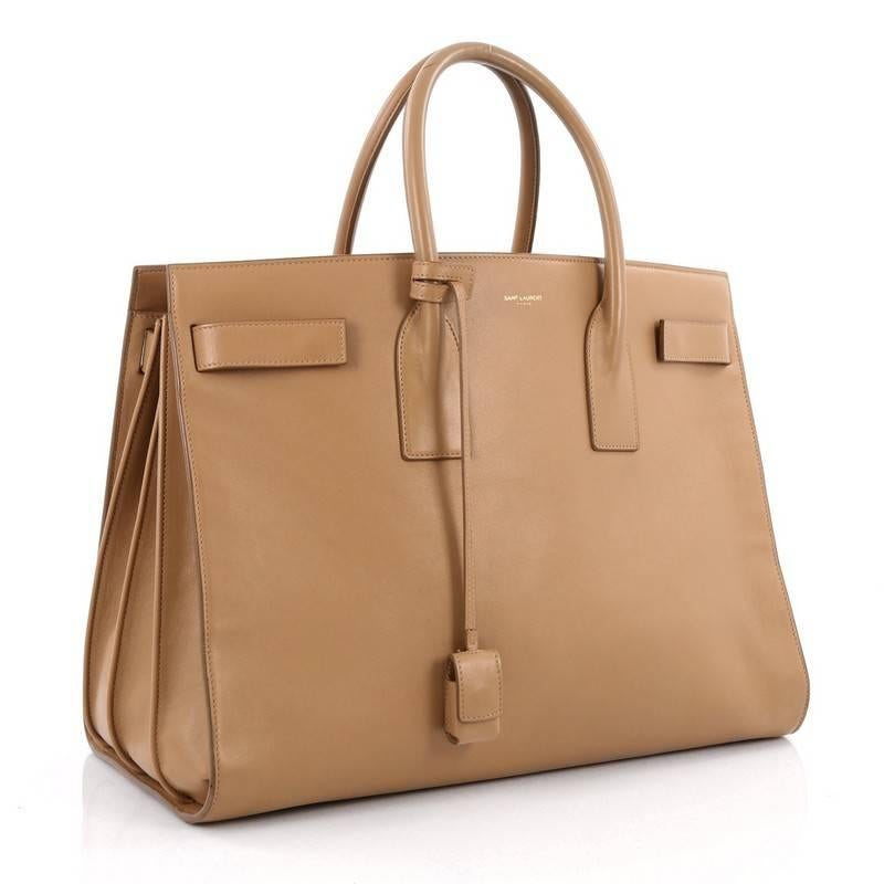 Brown Saint Laurent Sac De Jour Handbag Leather Large