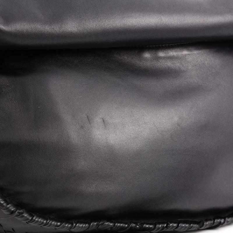 Bottega Veneta Flap Messenger Bag Leather with Frayed Intrecciato Detail 4