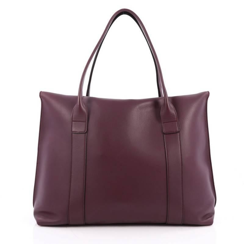 Salvatore Ferragamo Gancini Lock Flap Tote Leather Large In Good Condition In NY, NY
