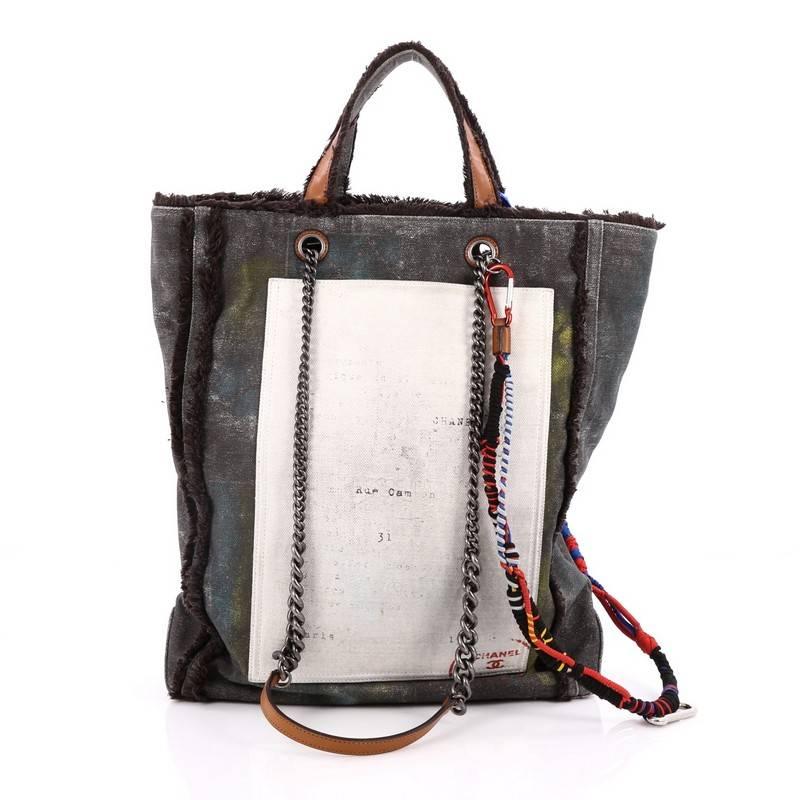 Chanel Art School Oh My Boy Tote Graffiti Canvas In Good Condition In NY, NY