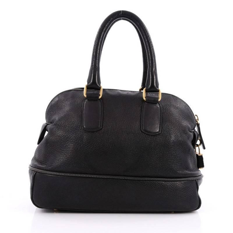 Black Celine Bowling Bag Leather Medium