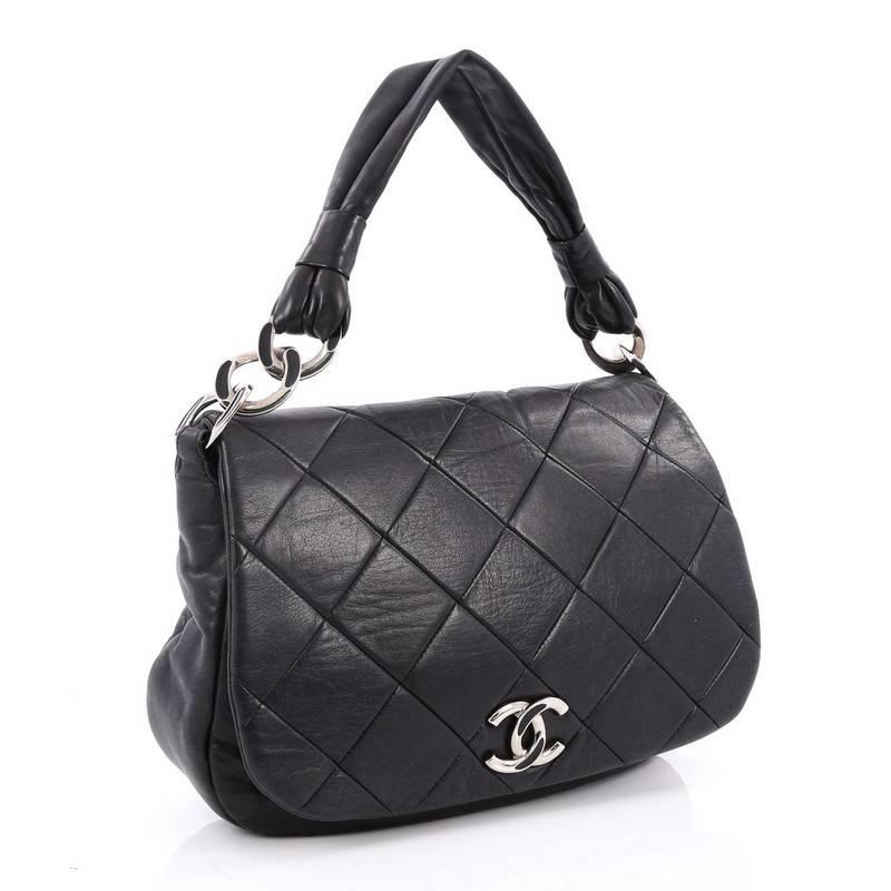 Black Chanel Flap Messenger Bag Quilted Calfskin Medium