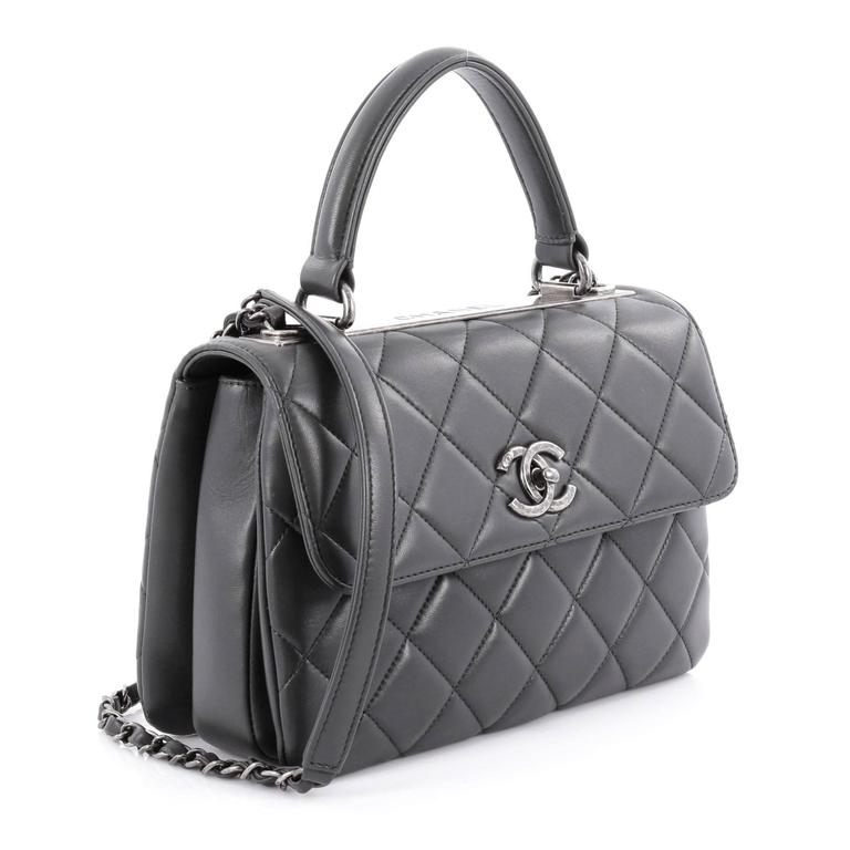 Chanel Trendy CC Flap Bag Top Handle Dark Grey — Blaise Ruby Loves