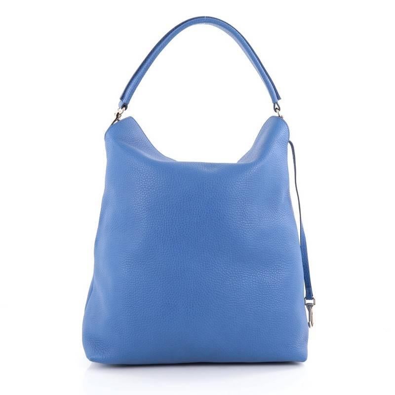 Blue Burberry Cale Hobo Grainy Leather Medium