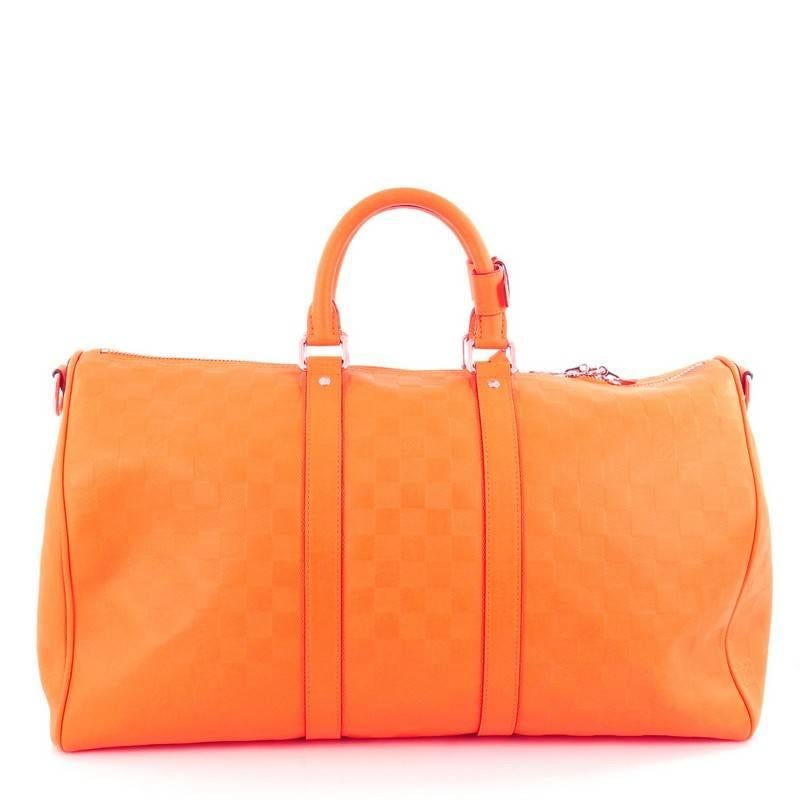 Orange Louis Vuitton Keepall Bandouliere Bag Damier Infini Leather 45