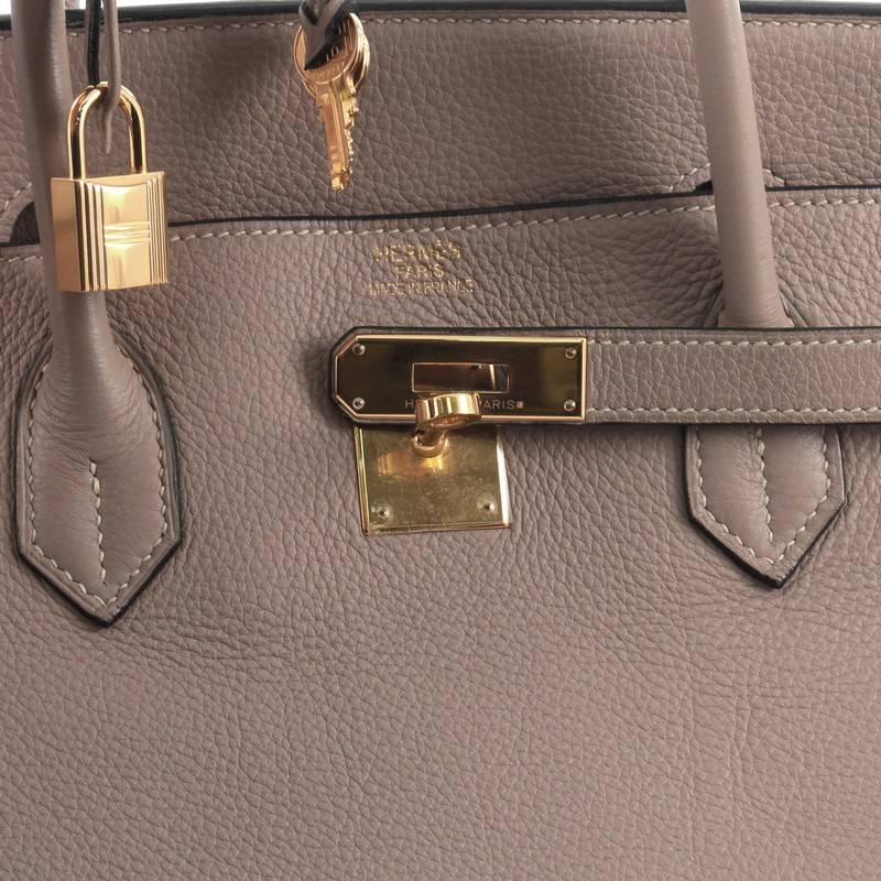 Hermes Birkin Handbag Brown Clemence with Gold Hardware 40 3