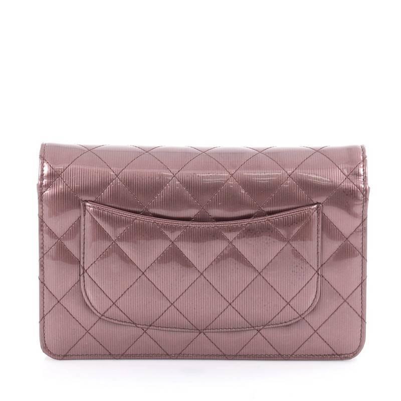 Chanel Wallet on Chain Quilted Striped Metallic Patent In Good Condition In NY, NY