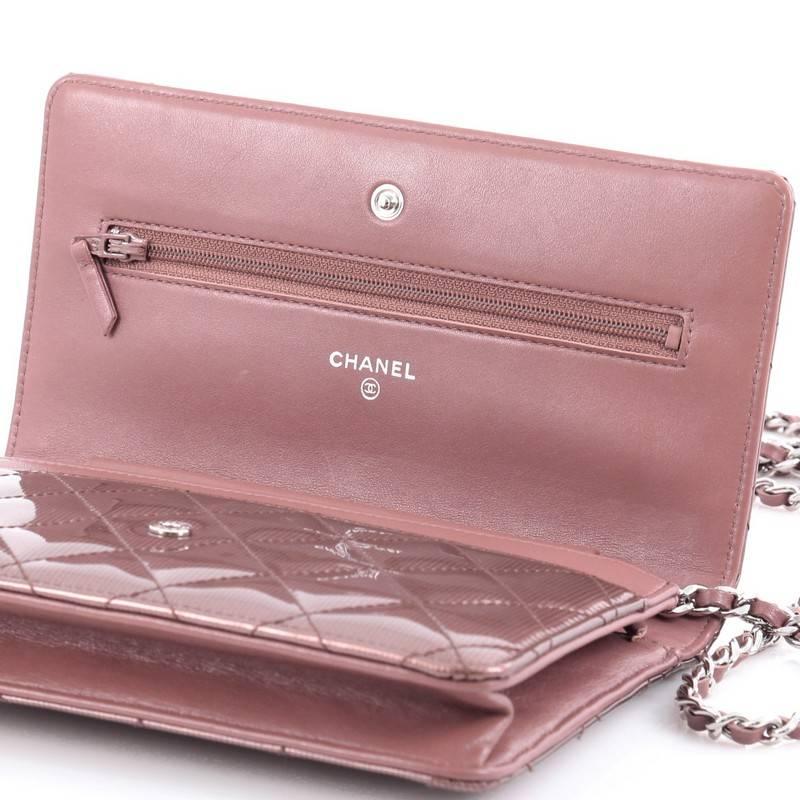 Chanel Wallet on Chain Quilted Striped Metallic Patent 1