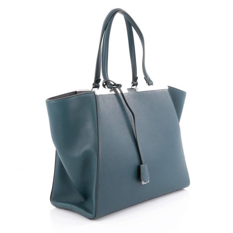 Blue Fendi 3Jours Handbag Leather Large