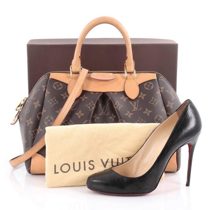 This authentic Louis Vuitton Segur NM Handbag Monogram Canvas is timeless and sophisticated in design, perfect for LV lovers. Crafted in brown monogram coated canvas, this handbag features dual-rolled leather handles, vachetta leather trims, pleated