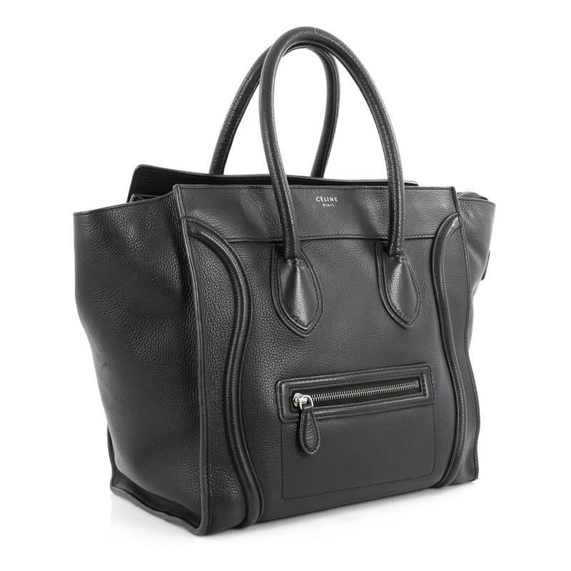 Black Celine Luggage Handbag Grainy Leather Mini