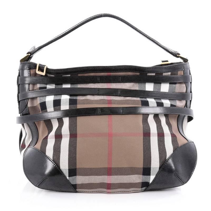 Women's or Men's Burberry Bridle Dutton Hobo House Check and Leather