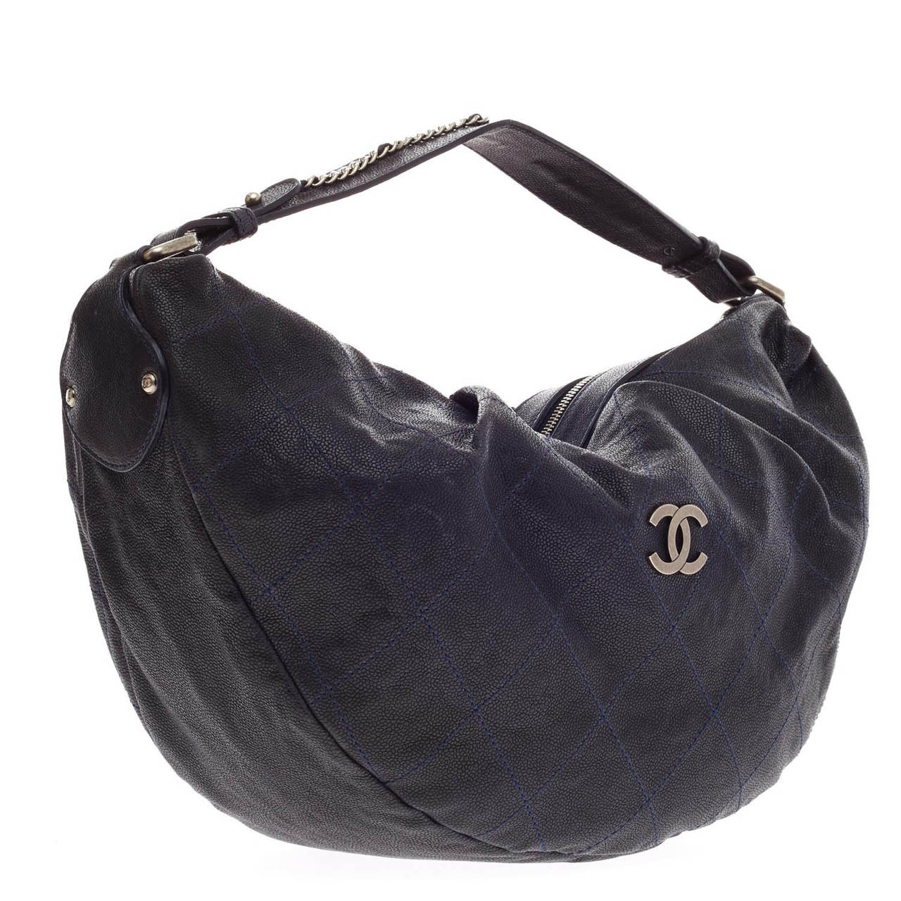 Chanel Outdoor Ligne Caviar Hobo In Good Condition In NY, NY