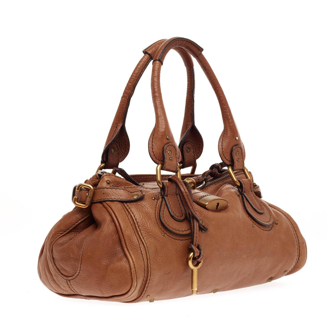 Chloe Paddington Lock Leather Medium In Good Condition In NY, NY