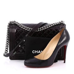 Chanel Boy Flap Bag Quilted Patent New Medium
