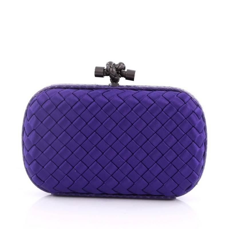 Bottega Veneta Box Knot Clutch Intrecciato Satin Small In Good Condition In NY, NY