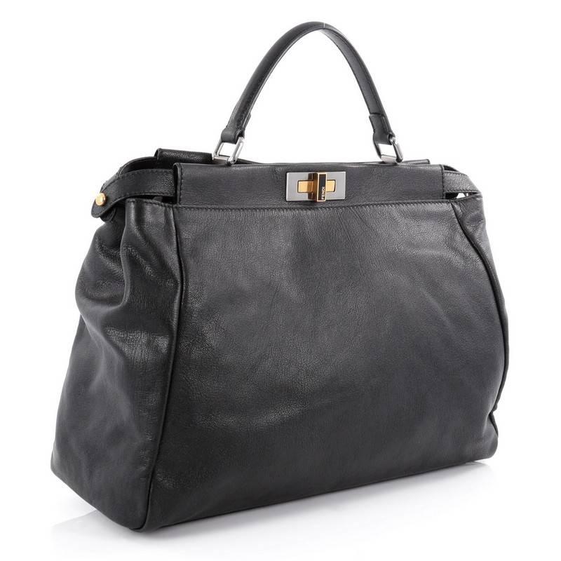 Black Fendi Peekaboo Handbag Leather Large